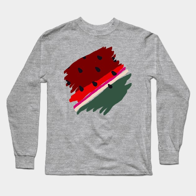 Watermelon Brushwork Long Sleeve T-Shirt by LochNestFarm